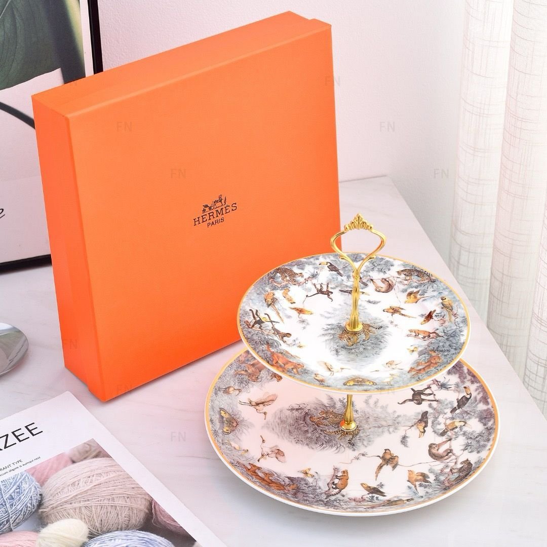 Hermes sweet serving tray Carnets D Equateur Bird and tiger 